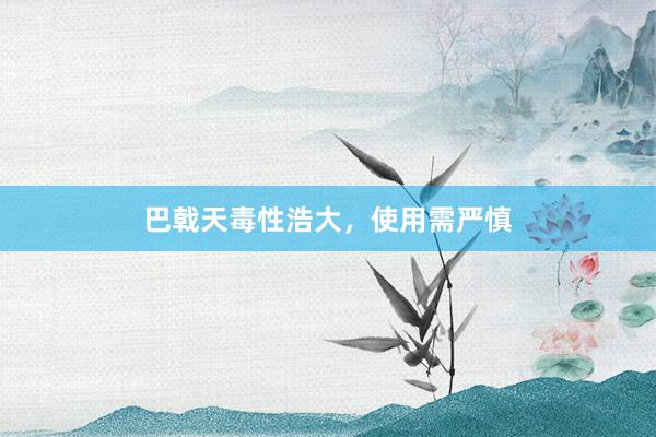 巴戟天毒性浩大，使用需严慎
