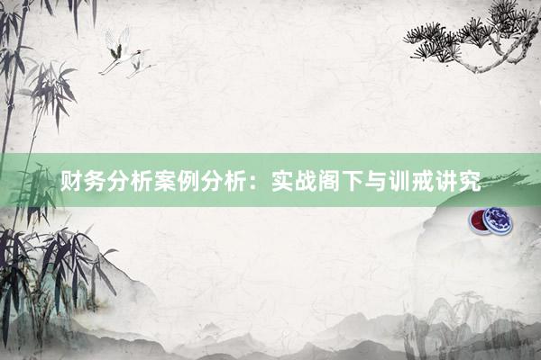 财务分析案例分析：实战阁下与训戒讲究